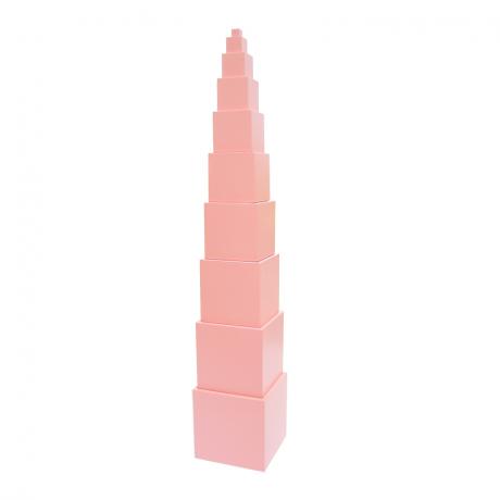 Игры с розовой башней и коричневой лестницей ( 4 предмета)