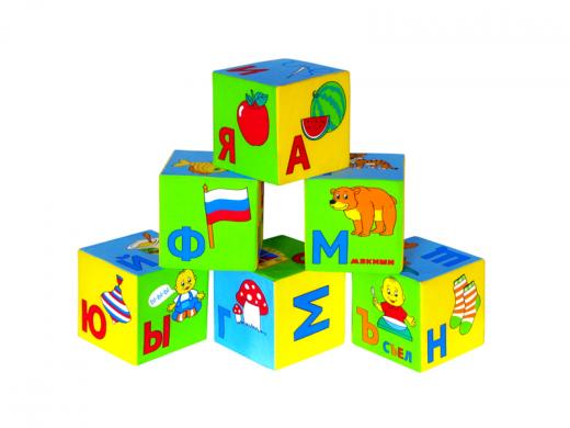Кубики "Мякиши" (Умная Азбука), 6 кубиков 15х15 см